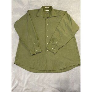 Van Heusen Green Button Up Shirt Long Sleeve Pocket Men's Size XL 34/35